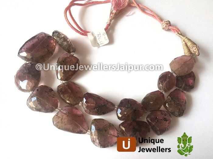 Moss Pink Tourmaline Far Faceted Nugget Beads